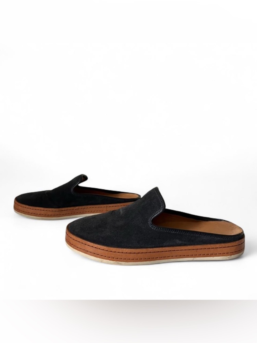 Vince Canella Suede Mule Loafers Navy Blue Slip-On Flats size 6.5 - Picture 4 of 10